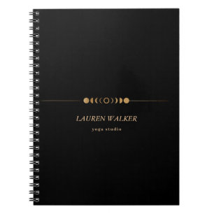 Golden Moon Phases Yoga Studio Business Card Notebook