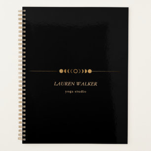 Golden Moon Phases Yoga Studio Business Card Planner