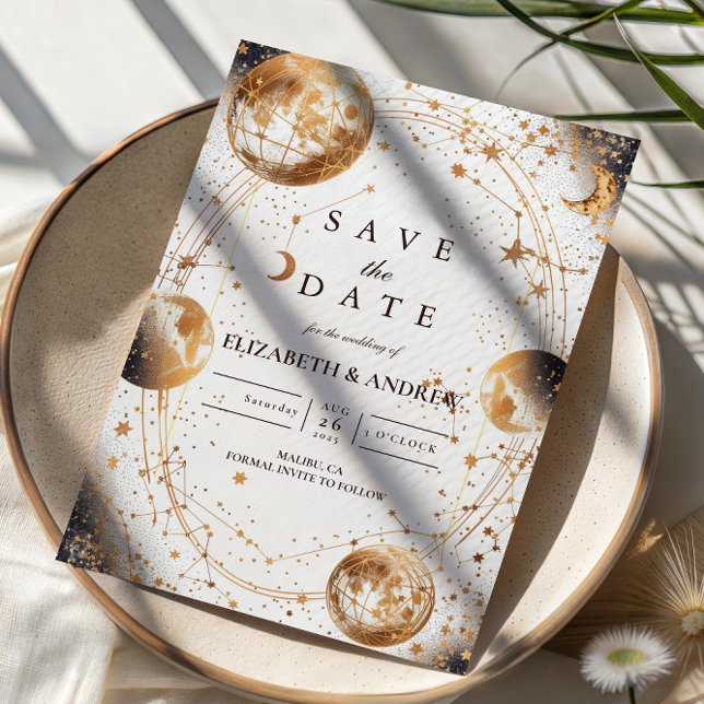 Golden Moonlit Celestial Wedding Save The Date (Creator Uploaded)