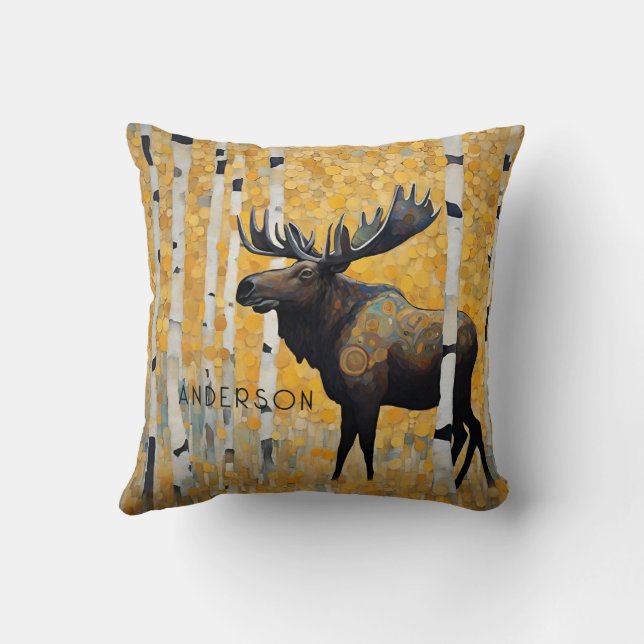 Golden Moose Forest  Cushion (Back)