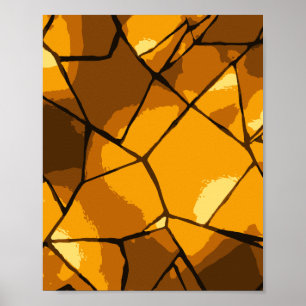Golden Mosaic Glass Art Poster