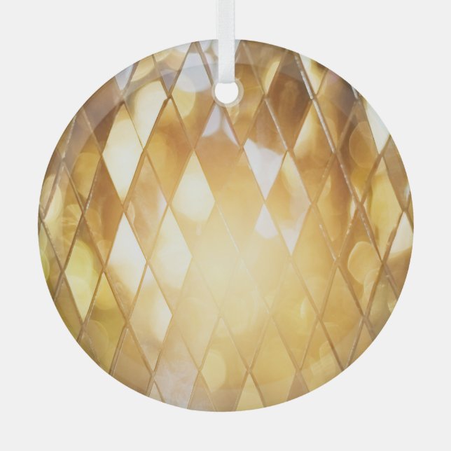 Golden Mosaic: Shining Glass Effect. Glass Tree Decoration (Front)