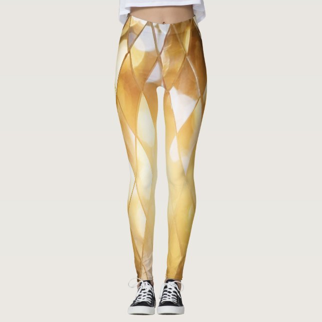 Golden Mosaic: Shining Glass Effect. Leggings (Front)