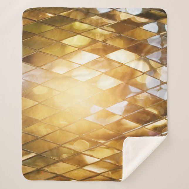 Golden Mosaic: Shining Glass Effect. Sherpa Blanket (Front)