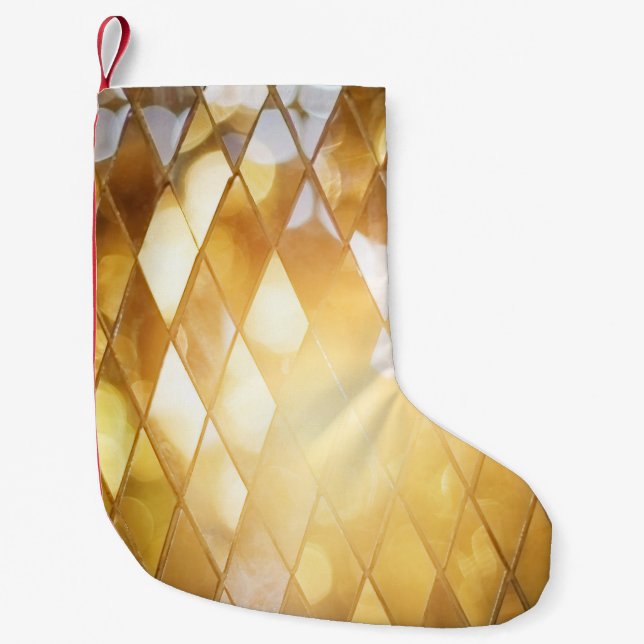 Golden Mosaic: Shining Glass Effect. Small Christmas Stocking (Front)