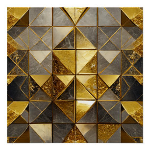Golden Mosaic Tiles Poster