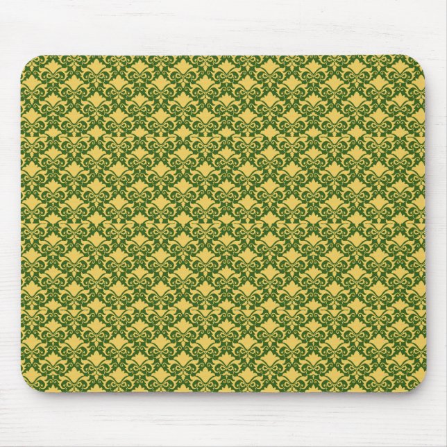 Golden Moss Damask Bows Mouse Pad (Front)