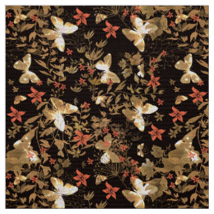 Golden moths fabric