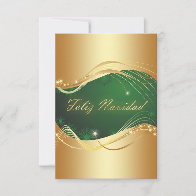 Golden motive of green-bottomed Christmas Invitation (Front)