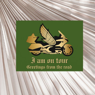 Golden motorcycle bike gold  goldwing greeting postcard