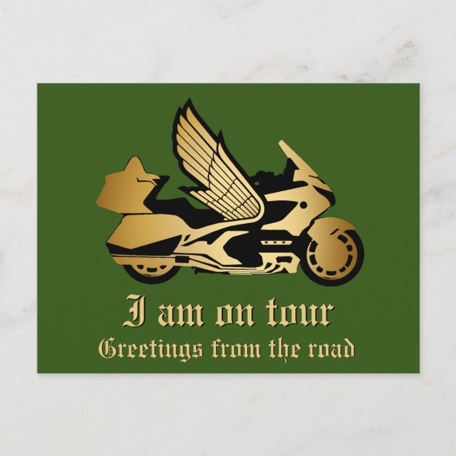 Golden motorcycle bike gold  goldwing greeting postcard (Front)
