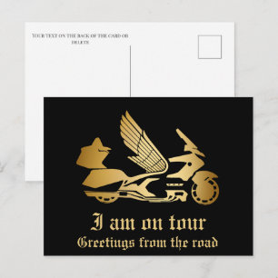 Golden motorcycle bike gold goldwing greeting postcard