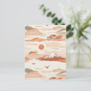 Golden Mount Fuji Sunrise Japan Watercolor Pattern Postcard
