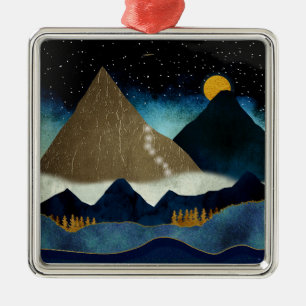 Golden Mountain Climbers Metal Ornament