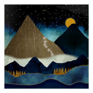 Golden Mountain Climbers Poster