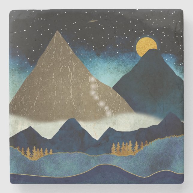 Golden Mountain Climbers Stone Coaster (Front)