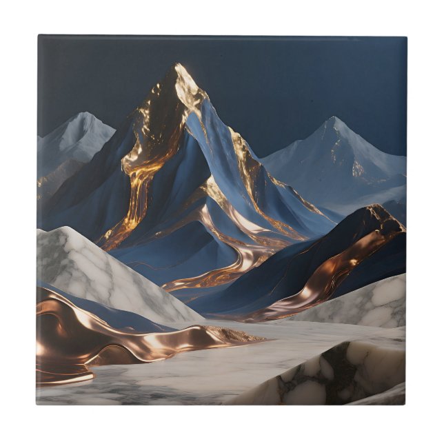 Golden Mountain Marble Landscape Ceramic Tile (Front)