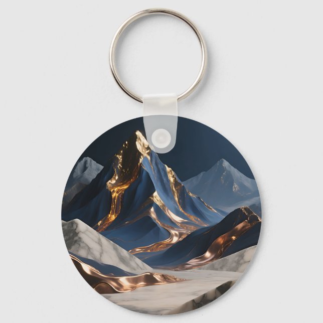 Golden Mountain Marble Landscape Key Ring (Front)