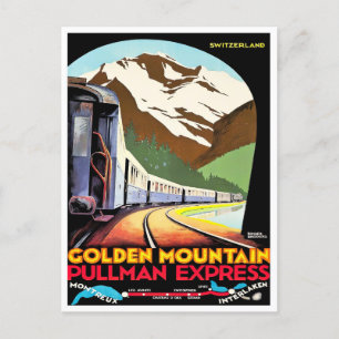Golden Mountain Switzerland vintage travel Postcard