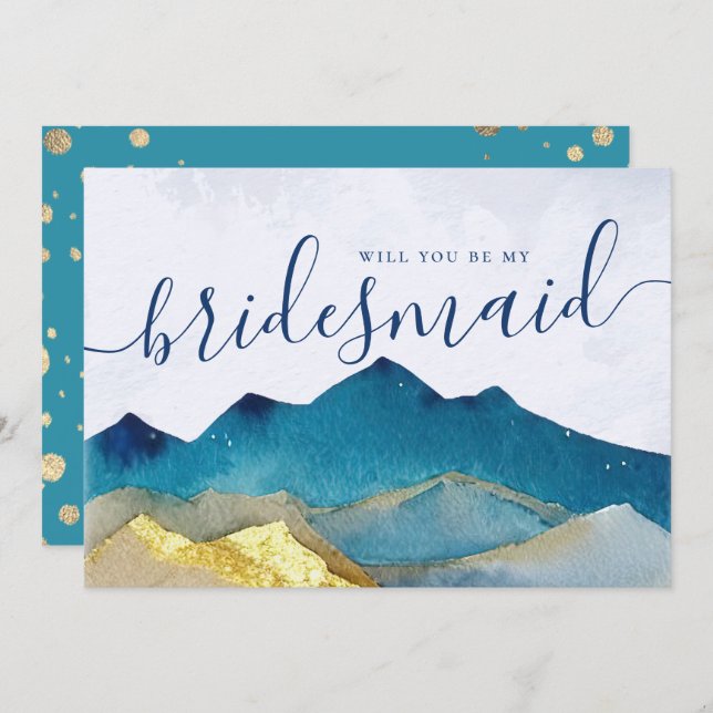 Golden Mountain Will You Be My Bridesmaid Proposal Invitation (Front/Back)