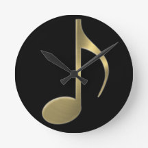 Golden Music Note Wall Clock