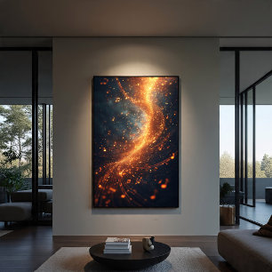 Golden Music Notes Galaxy Spiral Poster