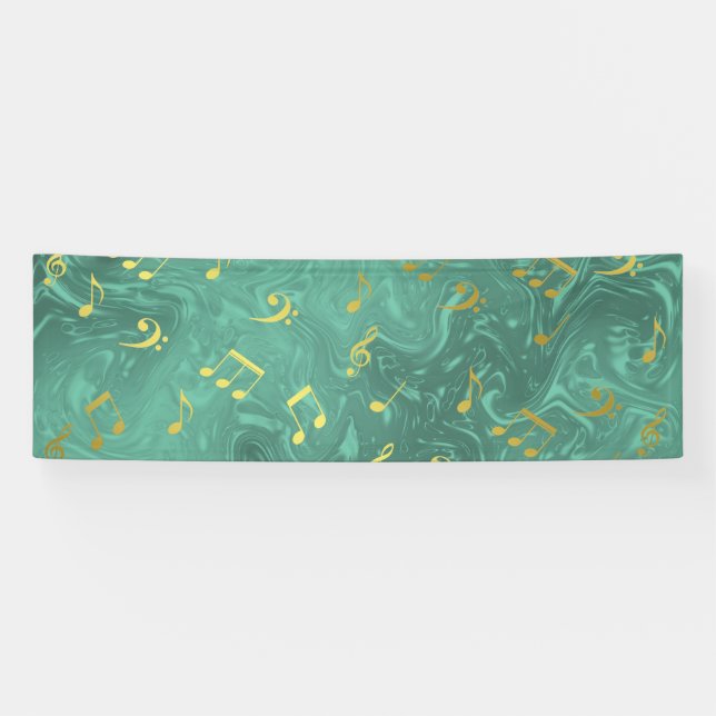 golden music notes in petrol banner (Horizontal)