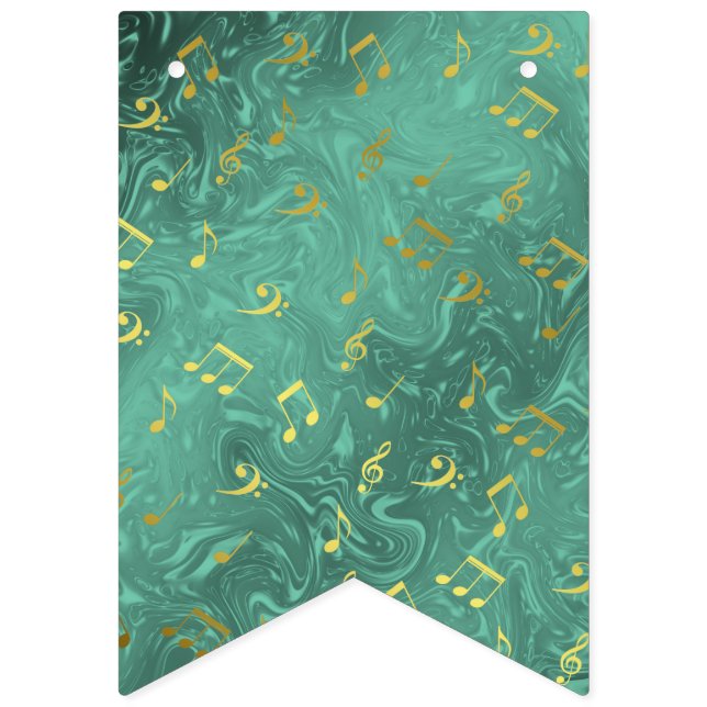 golden music notes in petrol bunting  (Sixteenth Flag)