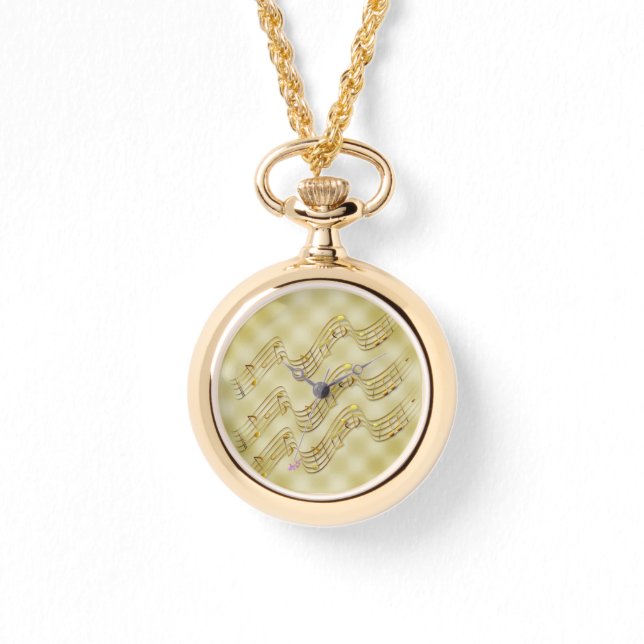 Golden Music Notes Wraparound Gold Watch (Front)