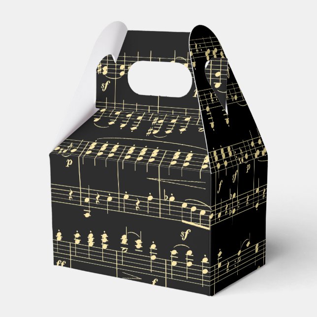 Golden Music on Black  Favour Box (Front Side)