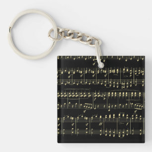 Golden Music on Black Key Ring