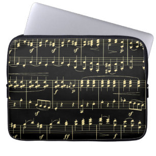 Golden Music on Black Laptop Sleeve