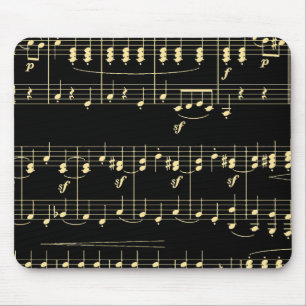 Golden Music on Black  Mouse Pad