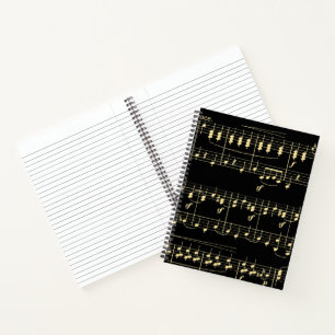 Golden Music on Black  Notebook