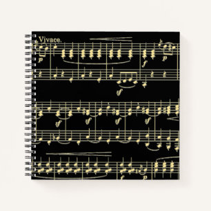 Golden Music on Black  Notebook