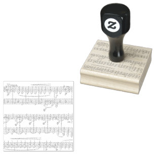 Golden Music on Black Rubber Stamp