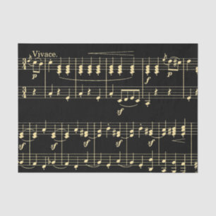 Golden Music on Black  Tissue Paper