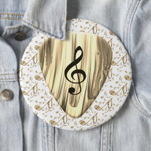 Golden Music Pick – Treble Clef Art 6 Cm Round Badge