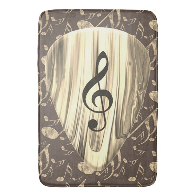 Golden Music Pick – Treble Clef Art Bath Mat (Front Vertical)