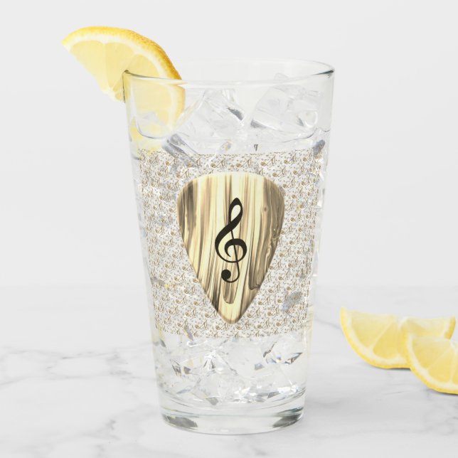 Golden Music Pick – Treble Clef Art Glass (Front Ice)