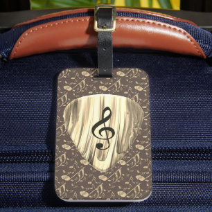 Golden Music Pick – Treble Clef Art Luggage Tag