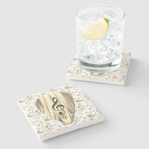 Golden Music Pick – Treble Clef Art Stone Coaster