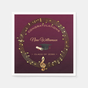 Golden Music Treble Clef And Cap Napkin