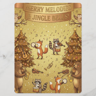 Golden Musical Christmas Animals & Music Invitation