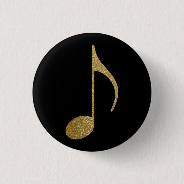 golden musical note 3 cm round badge (Front)