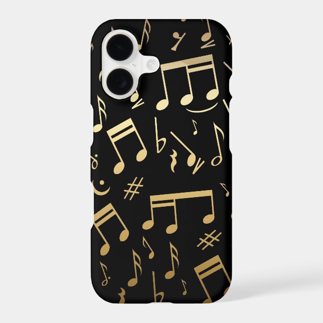 Golden musical notes on Black background (Back)