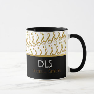 golden musical notes personalised mug
