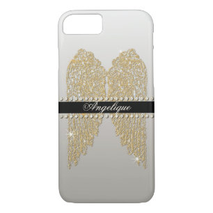 Golden n Diamond Jewel Look Angel Wings Bling iPhone 8/7 Case