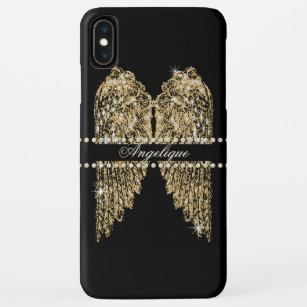 Golden n Diamond Jewel Look Angel Wings Bling iPhone XS Max Case