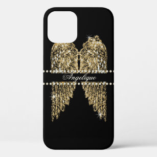 Golden n Diamond Jewel Look Angel Wings Bling iPhone 12 Pro Case
